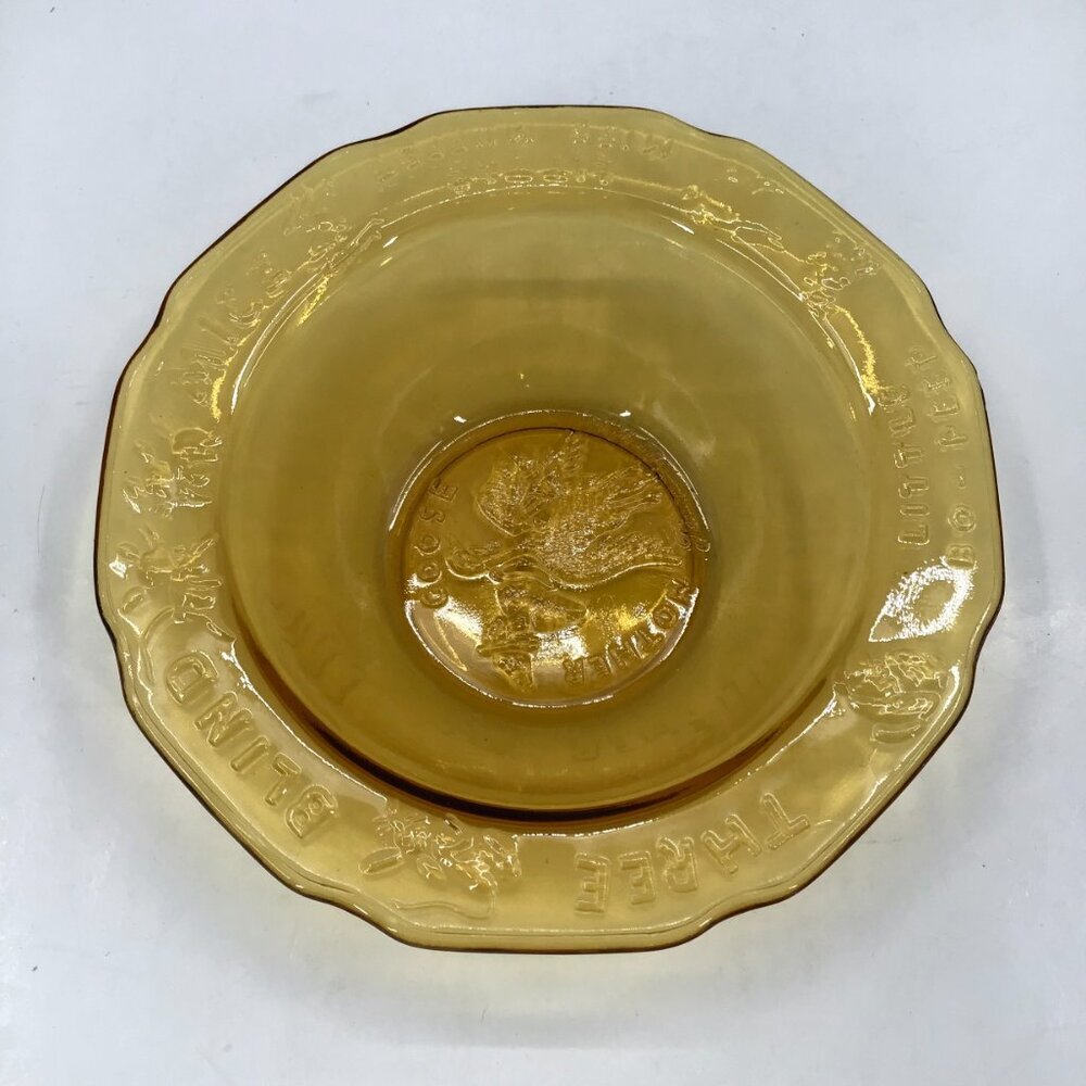 VTG Child's Cereal Bowl Nursery Rhymes Mother Goose Three Blind Mice Amber Glass - Picture 2 of 10